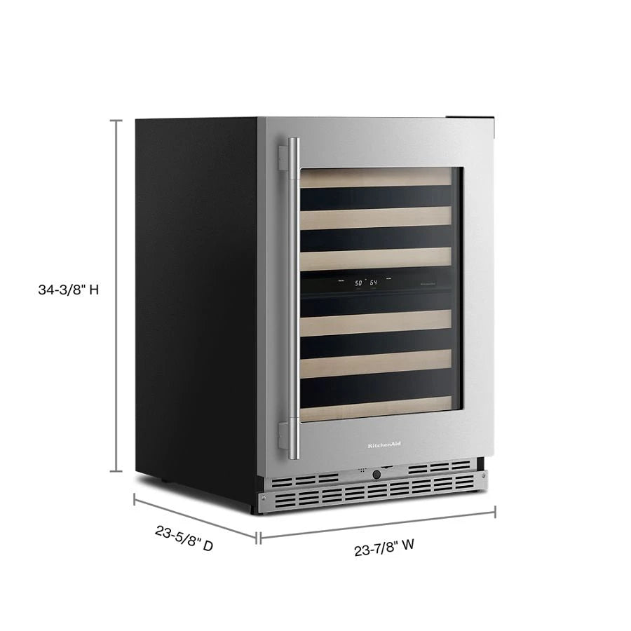 24" Undercounter Wine Cellar with Full-Extension Wood-Front Racks - (KUWR524SPS)
