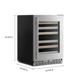 24" Undercounter Wine Cellar with Full-Extension Wood-Front Racks - (KUWR524SPS)