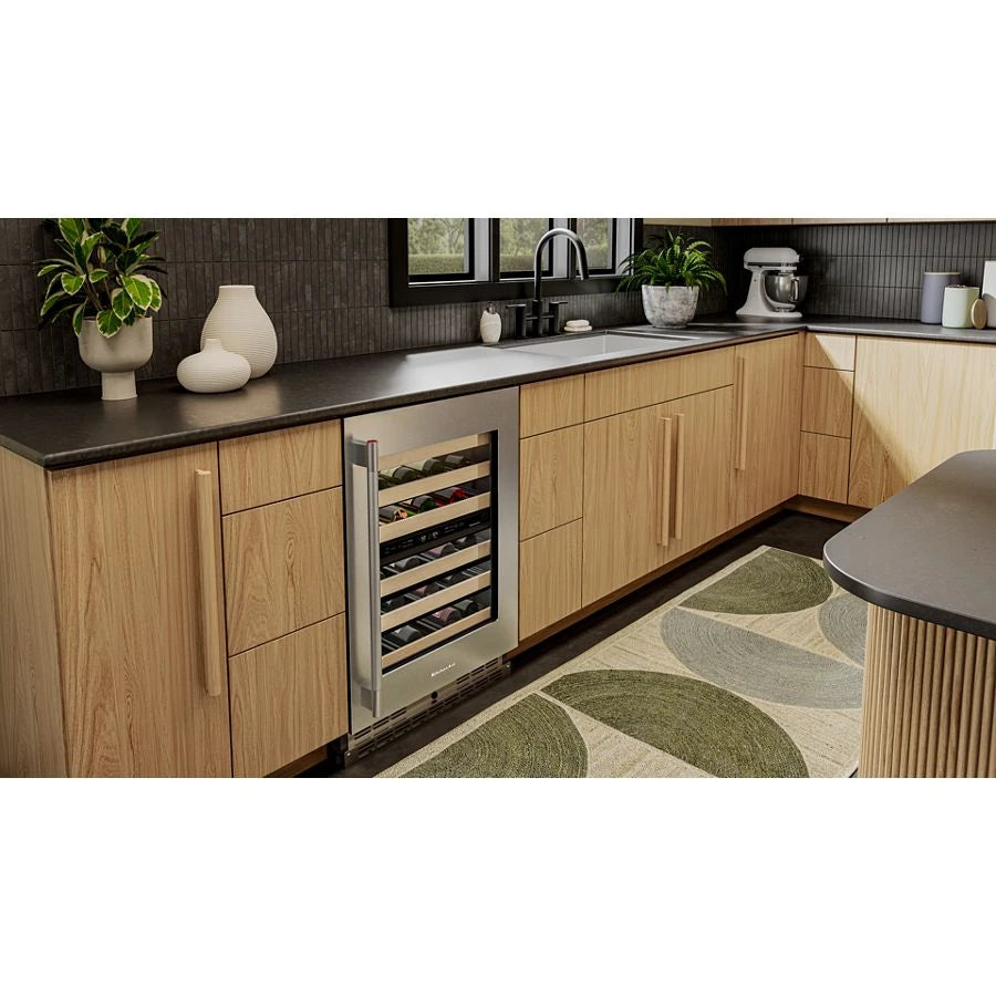 24" Undercounter Wine Cellar with Full-Extension Wood-Front Racks - (KUWR524SPS)