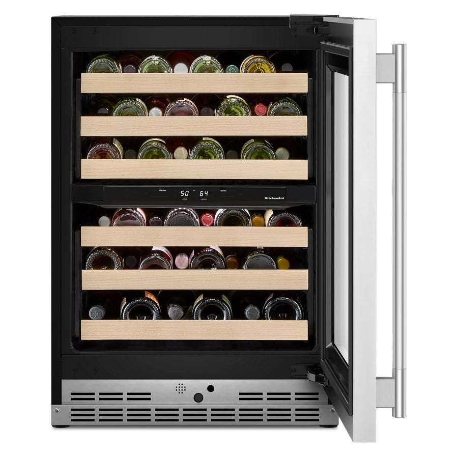 24" Undercounter Wine Cellar with Full-Extension Wood-Front Racks - (KUWR524SPS)
