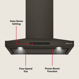 KitchenAid® 30-inch Wall-Mount, 4-Speed Canopy Hood - (KVWC730SBE)