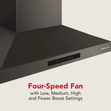 KitchenAid® 30-inch Wall-Mount, 4-Speed Canopy Hood - (KVWC730SBE)