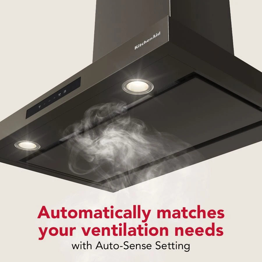 KitchenAid® 30-inch Wall-Mount, 4-Speed Canopy Hood - (KVWC730SBE)