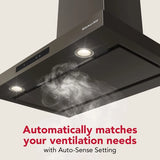 KitchenAid® 30-inch Wall-Mount, 4-Speed Canopy Hood - (KVWC730SBE)