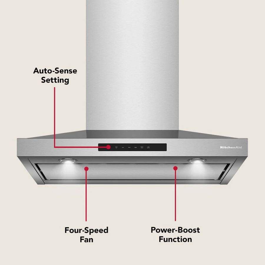 KitchenAid® 30-inch Wall-Mount, 4-Speed Canopy Hood - (KVWC730SSS)
