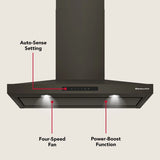 KitchenAid® 36-inch Wall-Mount, 4-Speed Canopy Hood - (KVWC736SBE)