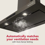 KitchenAid® 36-inch Wall-Mount, 4-Speed Canopy Hood - (KVWC736SBE)