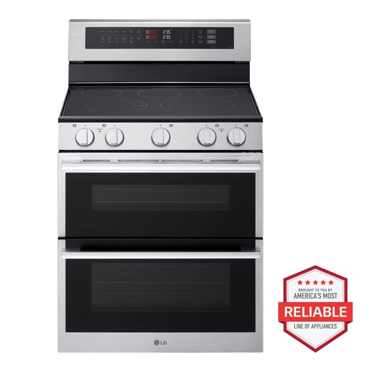 LG LDEL7324YE electric double oven range front view