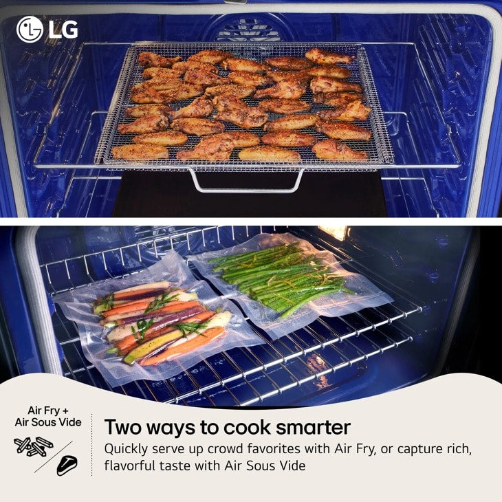 LG LDEL7324YE electric double oven range angled view