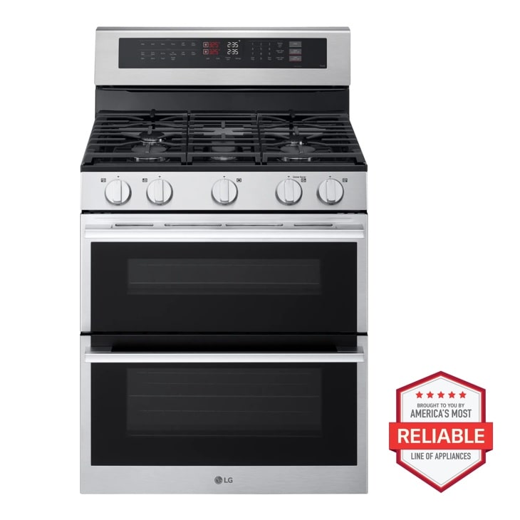 LG LDGL6924Y gas double oven range front view