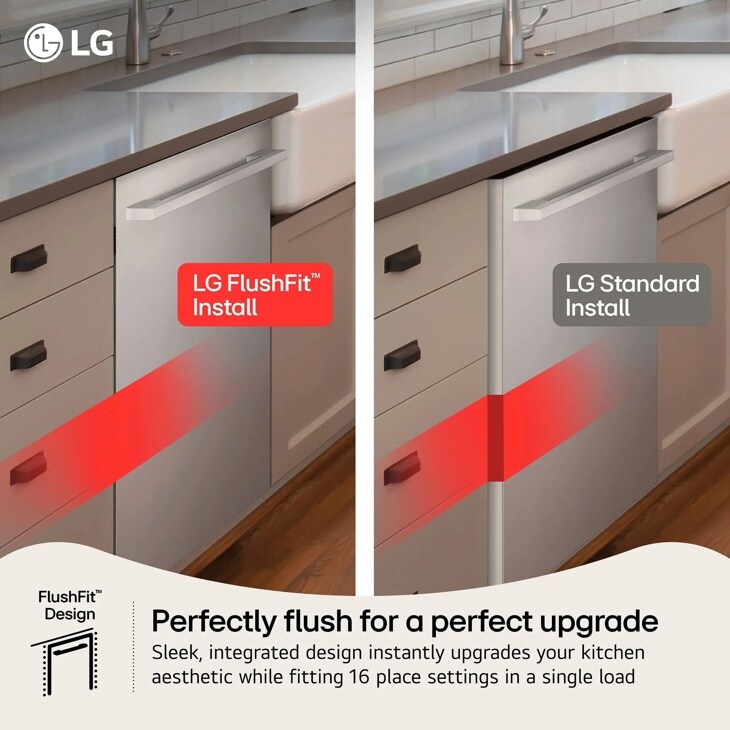 24" Top Control Dishwasher, FlushFit, 1-Hour Wash & Dry, QuadWash Pro, Pocket Handle - (LDNPM545D)