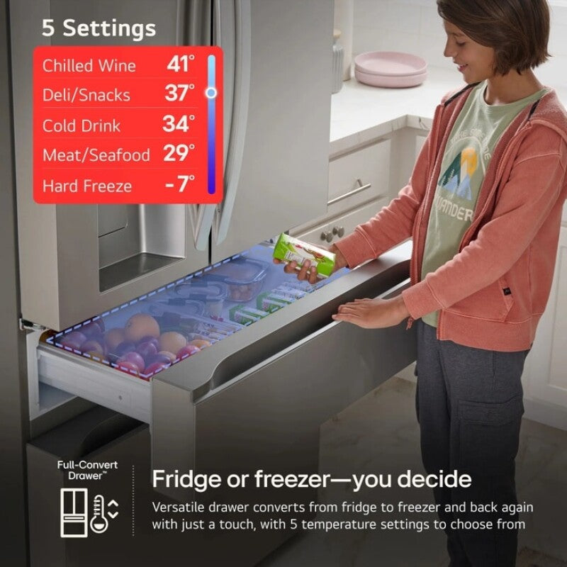 29 cu. ft. Smart InstaView(R) Standard-Depth MAX(TM) 4-Door French Door Refrigerator with Full-Convert Drawer(TM) - (LF29S8250S) - LG