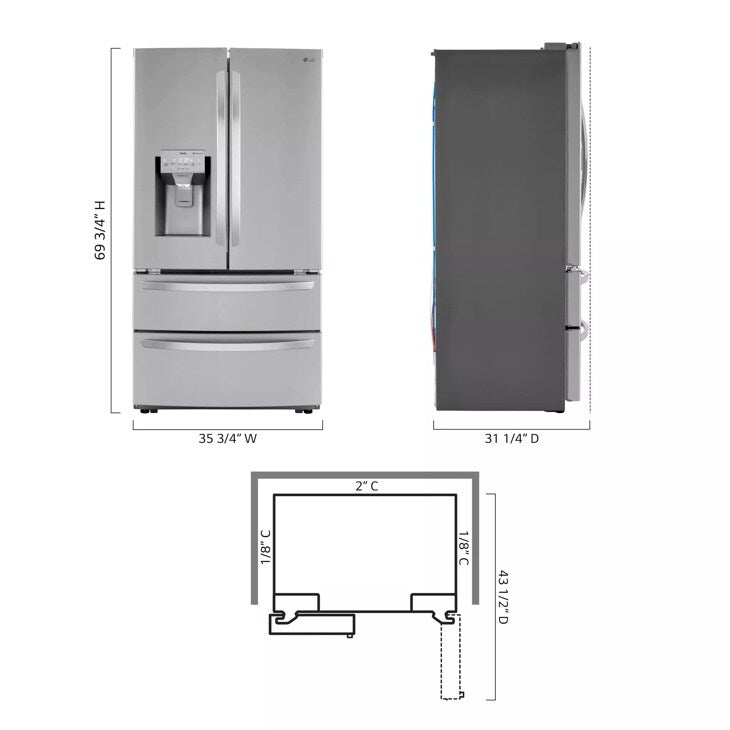 22 cu ft. Smart Counter Depth Double Freezer Refrigerator - (LMXC22626S)