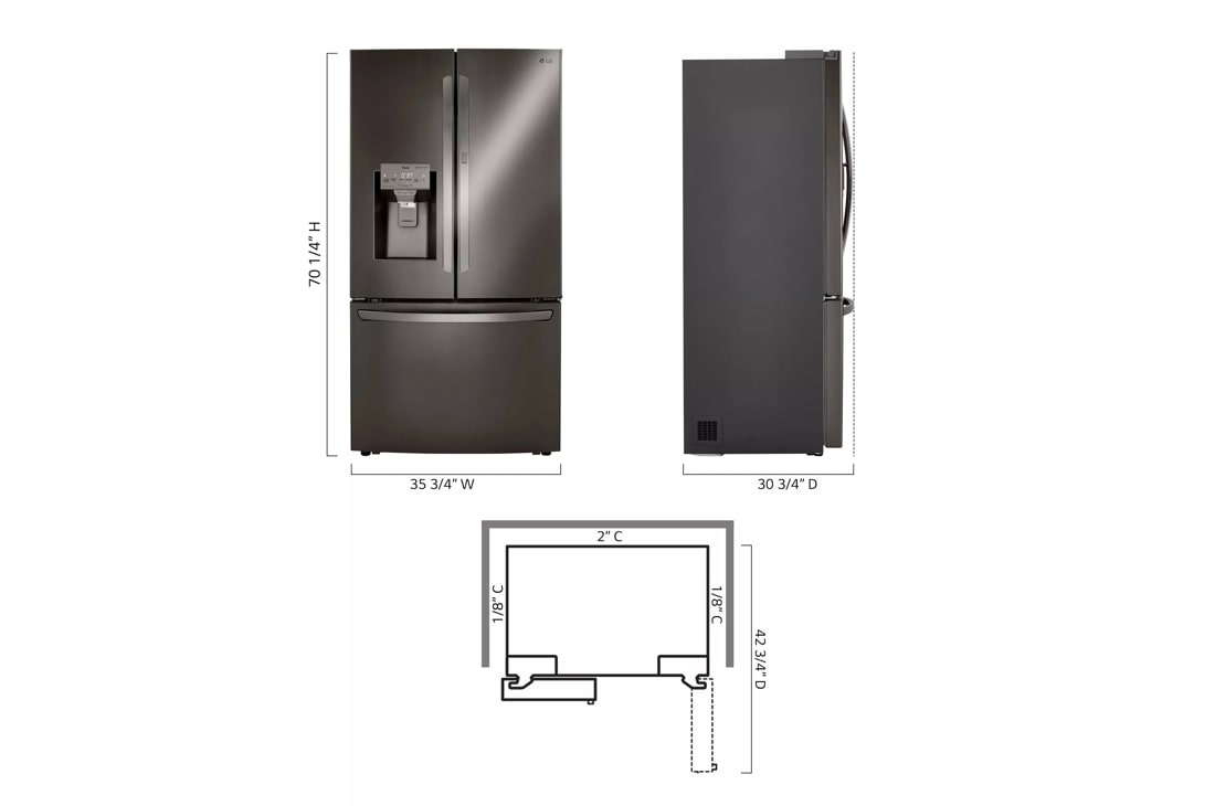 24 cu. ft. Smart wi-fi Enabled Door-in-Door(R) Counter-Depth Refrigerator with Craft Ice(TM) Maker - (LRFDC2406D) - LG