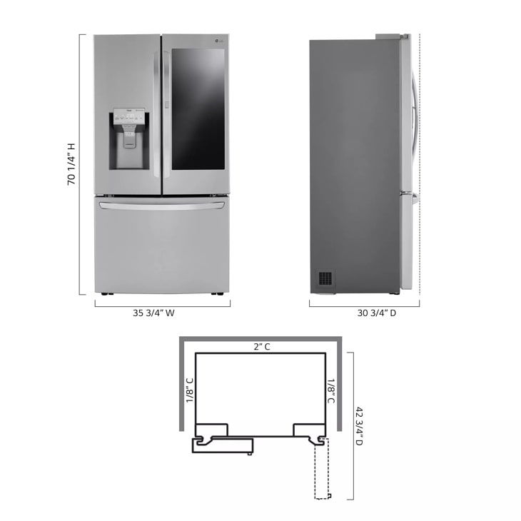 24 cu. ft. Smart InstaView(R) Door-in-Door(R) Counter-Depth Refrigerator with Craft Ice(TM) - (LRFVC2406S) - LG