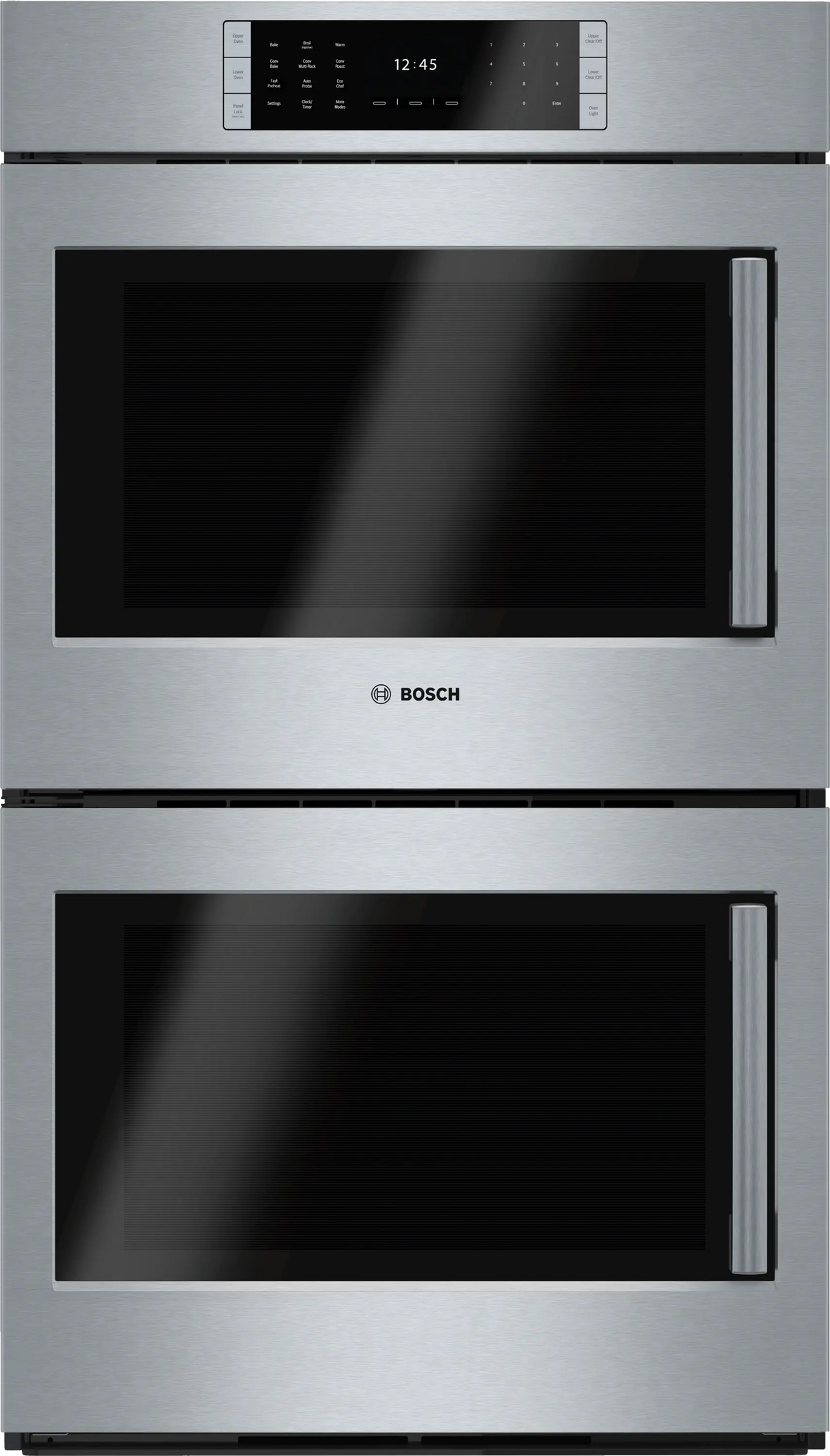 Bosch HBLP651LUC Benchmark 30 inch double wall oven front view stainless steel