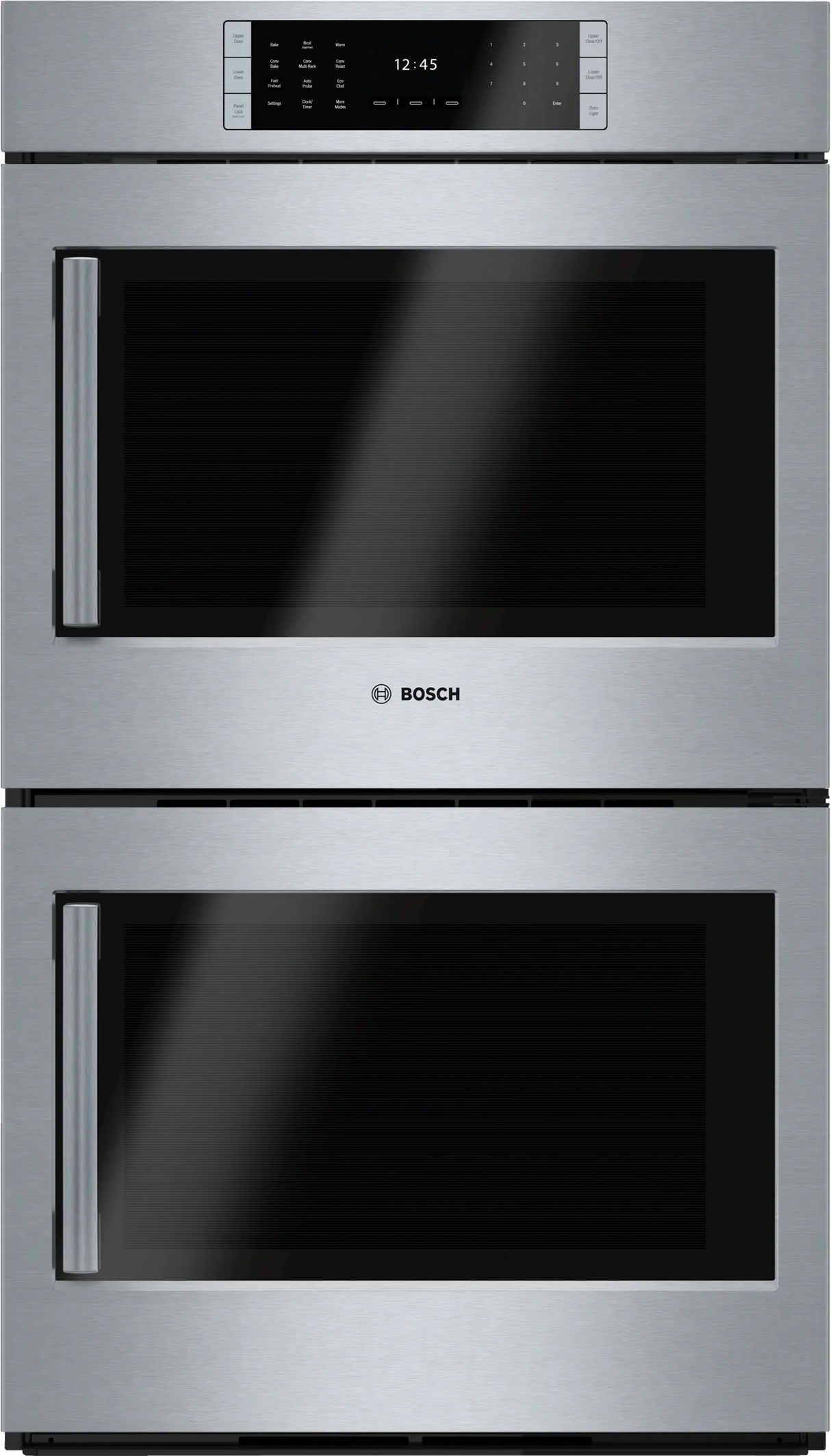 Bosch HBLP651RUC Benchmark 30 inch double wall oven front view stainless steel
