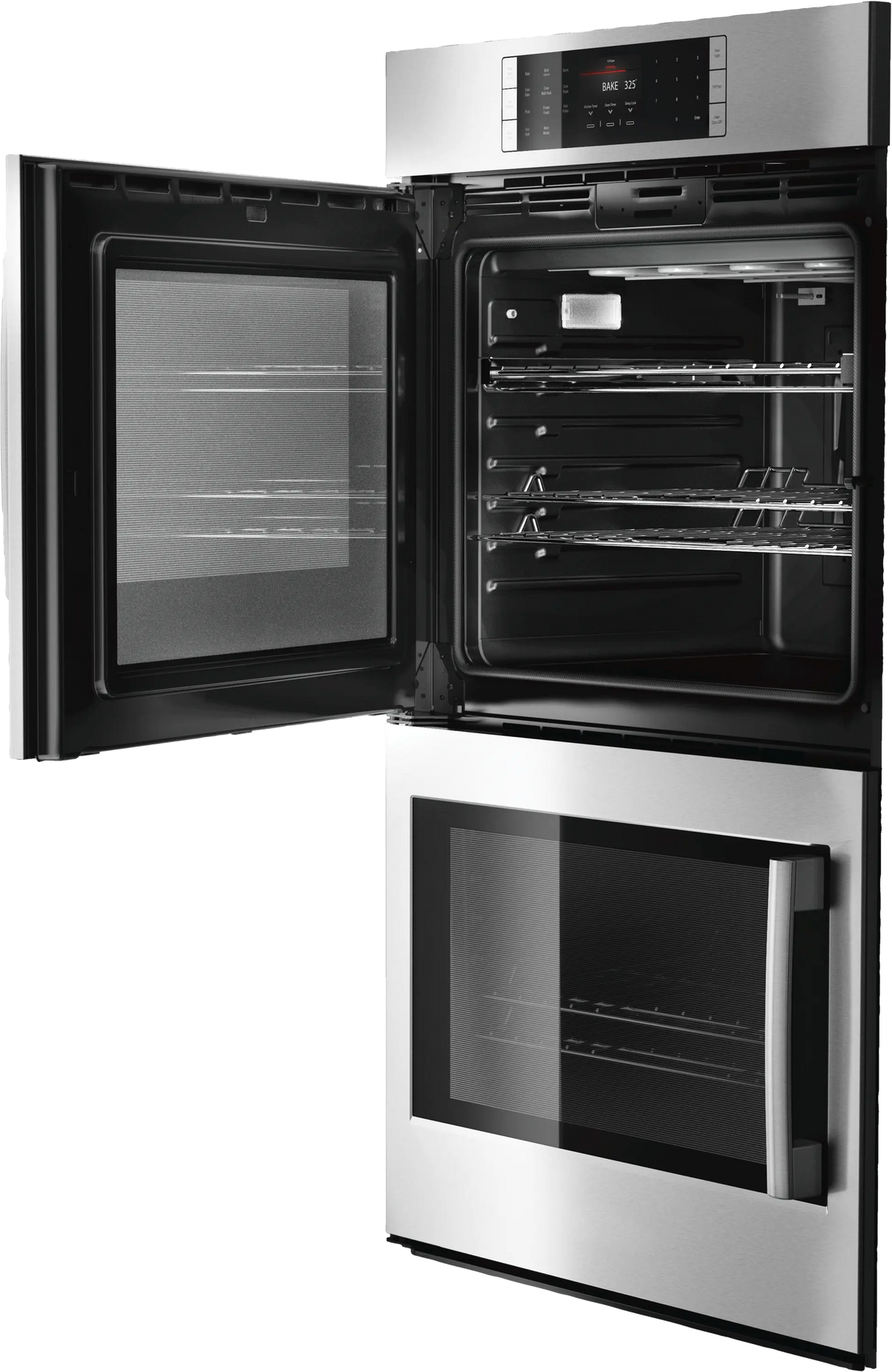 Bosch HBLP651LUC double wall oven interior with side opening door open