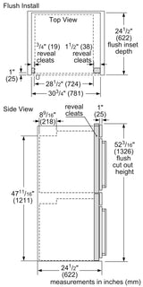 Bosch HBLP651RUC double wall oven dimensions line drawing