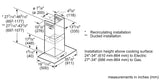 Bosch HCG56651UC wall hood dimension line drawing