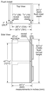 Bosch HBLP651LUC double wall oven dimensions line drawing