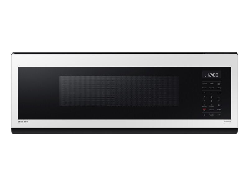 1.1 cu. ft. Bespoke Smart SLIM Over-the-Range Microwave with 400 CFM Hood Ventilation, Wi-Fi & Voice Control in White Glass - (ME11CB751012AA) - SAMSUNG
