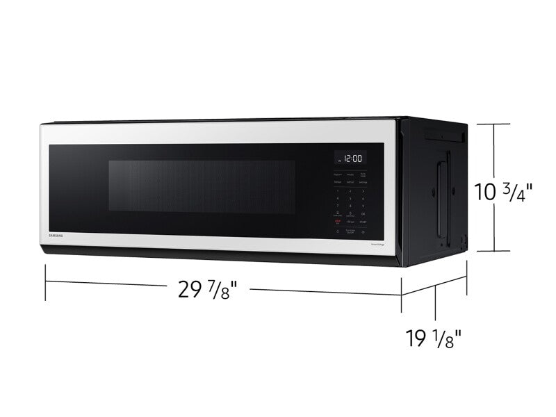 1.1 cu. ft. Bespoke Smart SLIM Over-the-Range Microwave with 400 CFM Hood Ventilation, Wi-Fi & Voice Control in White Glass - (ME11CB751012AA) - SAMSUNG