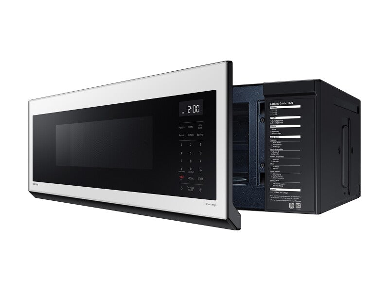 1.1 cu. ft. Bespoke Smart SLIM Over-the-Range Microwave with 400 CFM Hood Ventilation, Wi-Fi & Voice Control in White Glass - (ME11CB751012AA) - SAMSUNG
