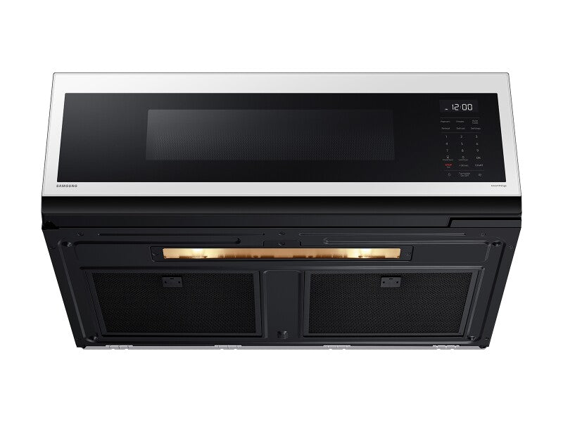 1.1 cu. ft. Bespoke Smart SLIM Over-the-Range Microwave with 400 CFM Hood Ventilation, Wi-Fi & Voice Control in White Glass - (ME11CB751012AA) - SAMSUNG