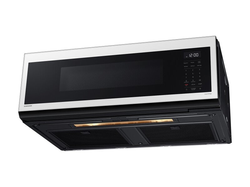 1.1 cu. ft. Bespoke Smart SLIM Over-the-Range Microwave with 400 CFM Hood Ventilation, Wi-Fi & Voice Control in White Glass - (ME11CB751012AA) - SAMSUNG