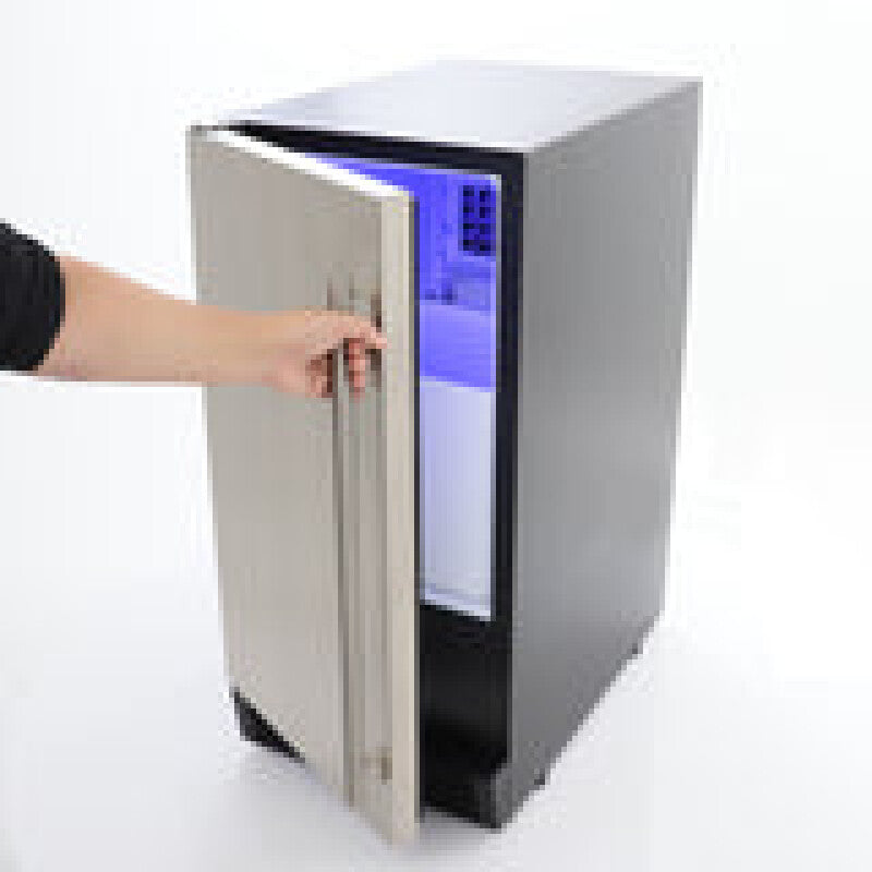 Maxx Ice Built-In Indoor Clear Ice Machine ADA, 15"W, 65 lbs, Full Dice Cubes, Black/Stainless Steel Door - (MIM50PADA)