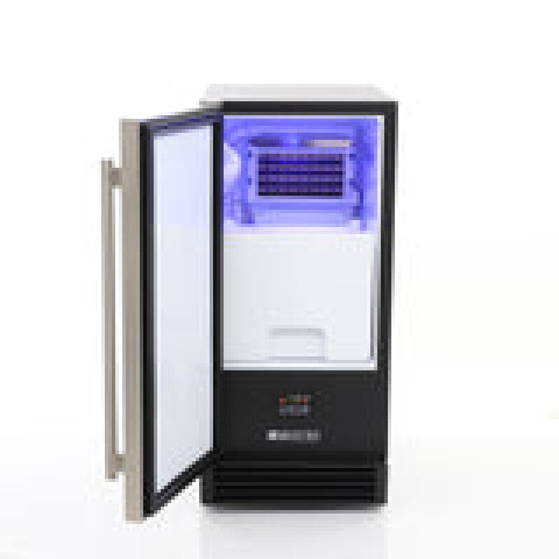 Maxx Ice Built-In Indoor Clear Ice Machine ADA, 15"W, 65 lbs, Full Dice Cubes, Black/Stainless Steel Door - (MIM50PADA)