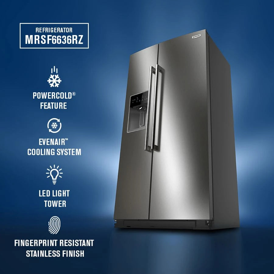 36-inch Wide Full-Depth Side-by-Side Refrigerator with Arctic Blue Interior - 28.7 Cu. Ft. - (MRSF6636RZ)