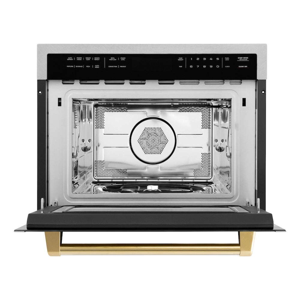 AutographEdition 24" 1.6 cu ft. Built-in Convection Microwave Oven in Fingerprint Resistant Stainless Steel with Polished Gold Accents - (MWOZ24SSG) -