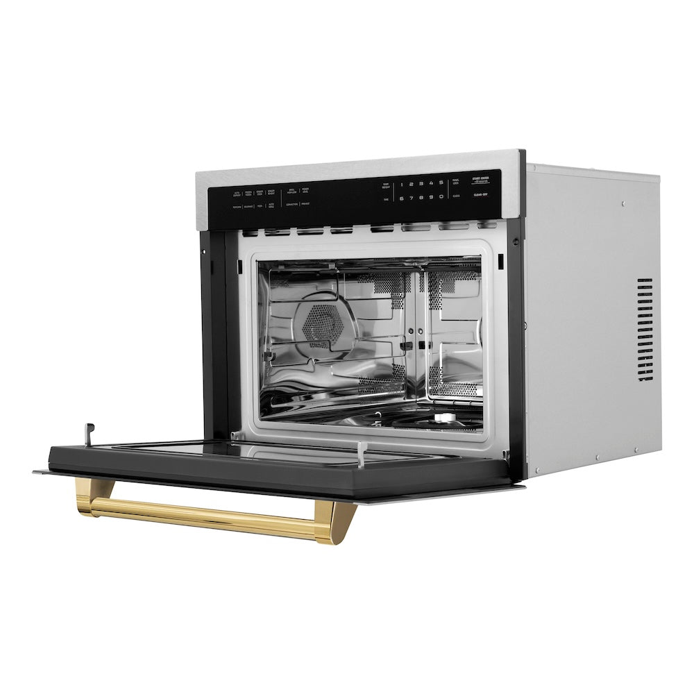 AutographEdition 24" 1.6 cu ft. Built-in Convection Microwave Oven in Fingerprint Resistant Stainless Steel with Polished Gold Accents - (MWOZ24SSG) -