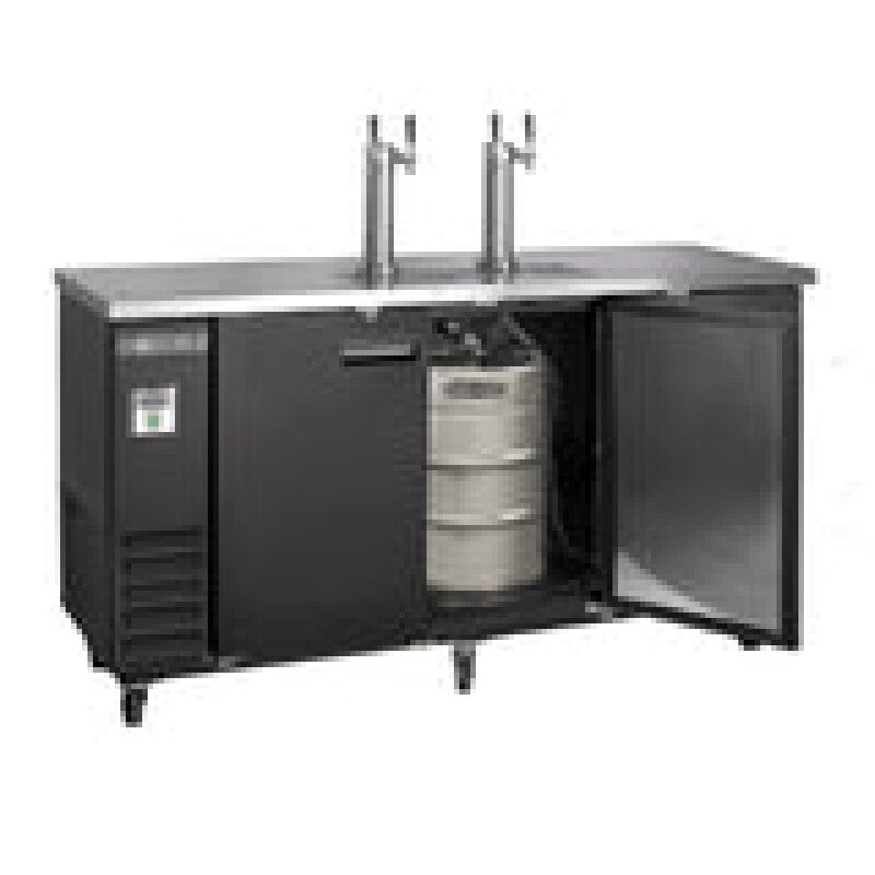 Maxx Cold Dual Tower, 2 Tap Beer Dispenser, 3 Barrels/Kegs (490L), Black/Stainless Steel Top - (MXBD722BHC)