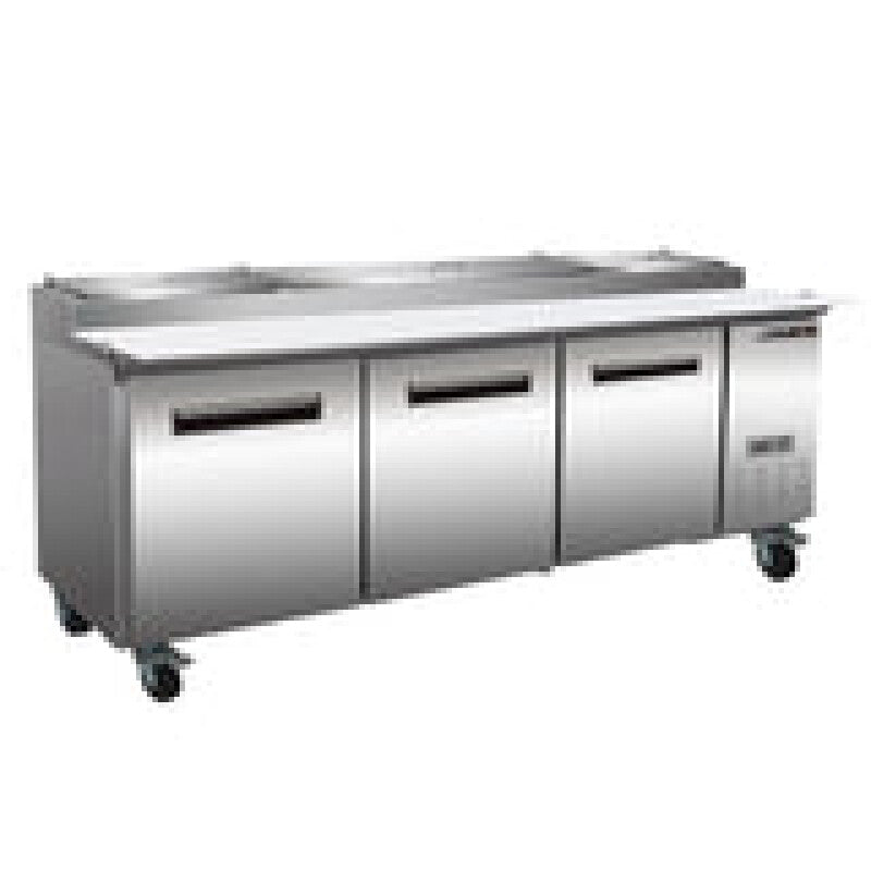 Maxx Cold Three-Door Refrigerated Pizza Prep Table, 32 cu. ft. Storage Capacity, in Stainless Steel - (MXCPP92HC)