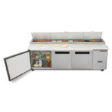 Maxx Cold Three-Door Refrigerated Pizza Prep Table, 32 cu. ft. Storage Capacity, in Stainless Steel - (MXCPP92HC)