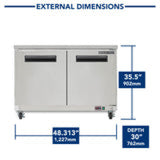 Maxx Cold Double Door Undercounter Refrigerator, 12 cu. ft. Storage Capacity, in Stainless Steel - (MXCR48UHC)