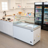 Maxx Cold Curved Glass Ice Cream Dipping Cabinet Freezer, 13.8 cu. ft. Storage Capacity, in White - (MXDC8)