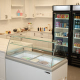 Maxx Cold Curved Glass Ice Cream Dipping Cabinet Freezer, 13.8 cu. ft. Storage Capacity, in White - (MXDC8)