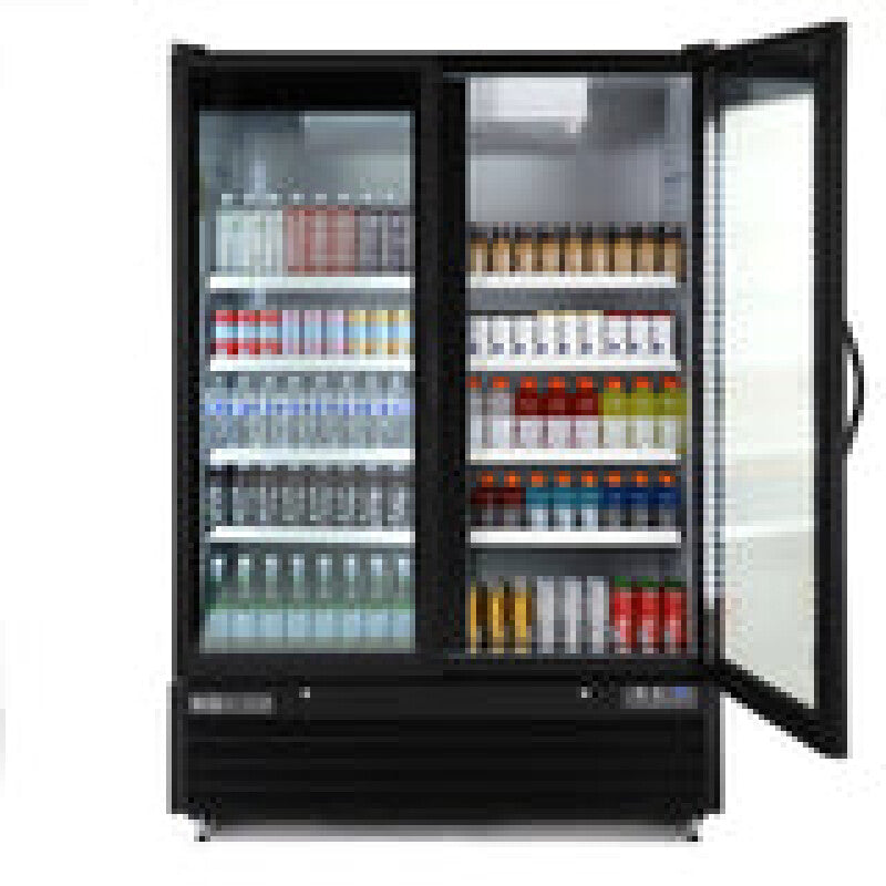 Maxx Cold Double Glass Door Merchandiser Refrigerator, Large Storage Capacity, 50 cu. ft., in Black - (MXGDM50RBHC)