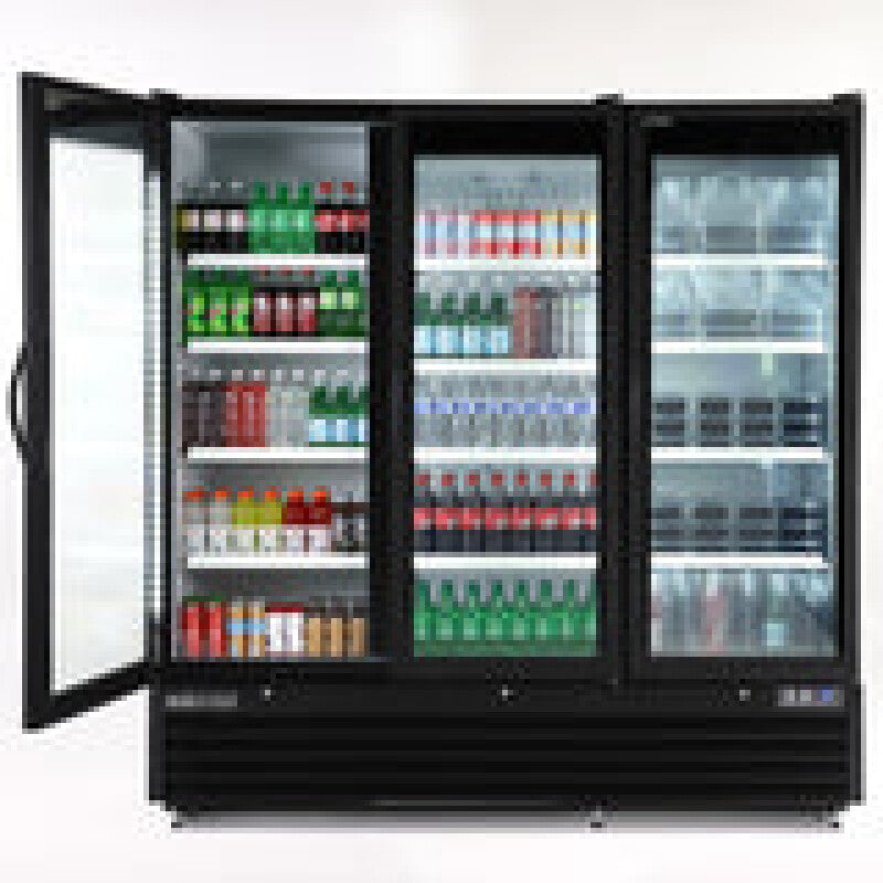 Maxx Cold Triple Glass Door Merchandiser Refrigerator, Large Storage Capacity, 73 cu. ft., in Black - (MXGDM73RBHC)
