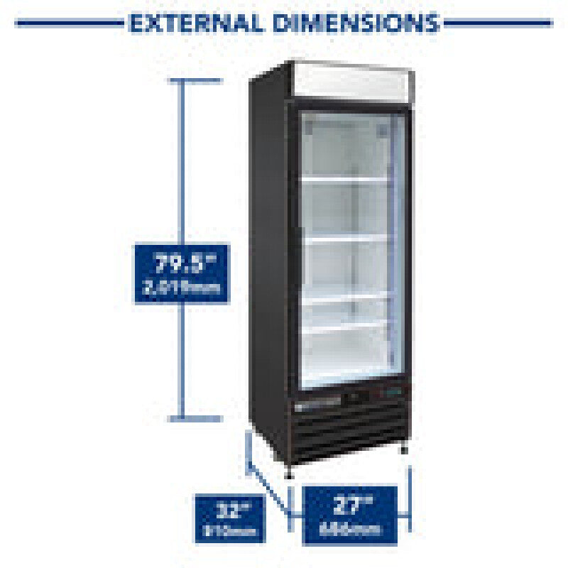Maxx Cold Single Glass Door Merchandiser Freezer, 23 cu. ft. Storage Capacity, in Black - (MXM123FBHC)