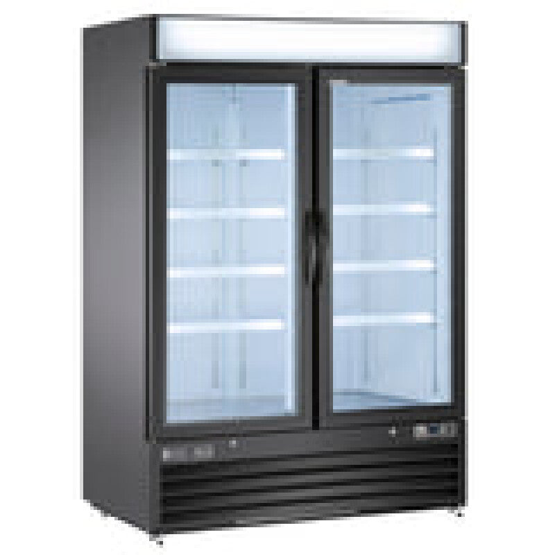 Maxx Cold Double Glass Door Merchandiser Freezer, Swing Door, 48 cu. ft., Storage Capacity, in Black - (MXM248FBHC)