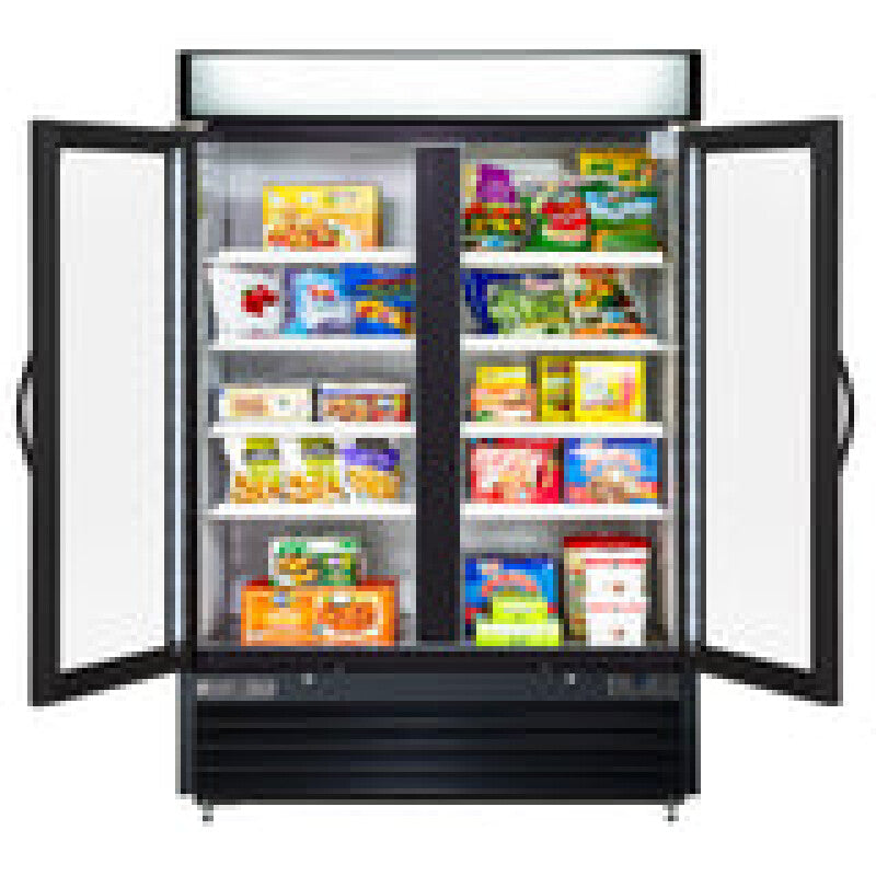 Maxx Cold Double Glass Door Merchandiser Freezer, Swing Door, 48 cu. ft., Storage Capacity, in Black - (MXM248FBHC)