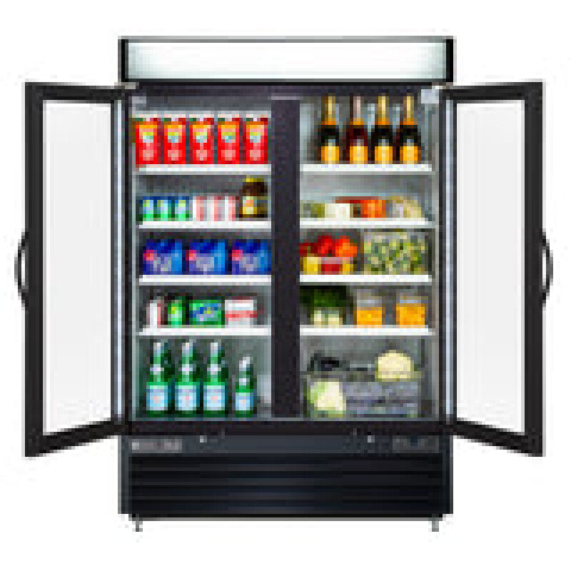 Maxx Cold Double Glass Door Merchandiser Refrigerator, Swing Door, 48 cu. ft., Energy Star, in Black - (MXM248RBHC)