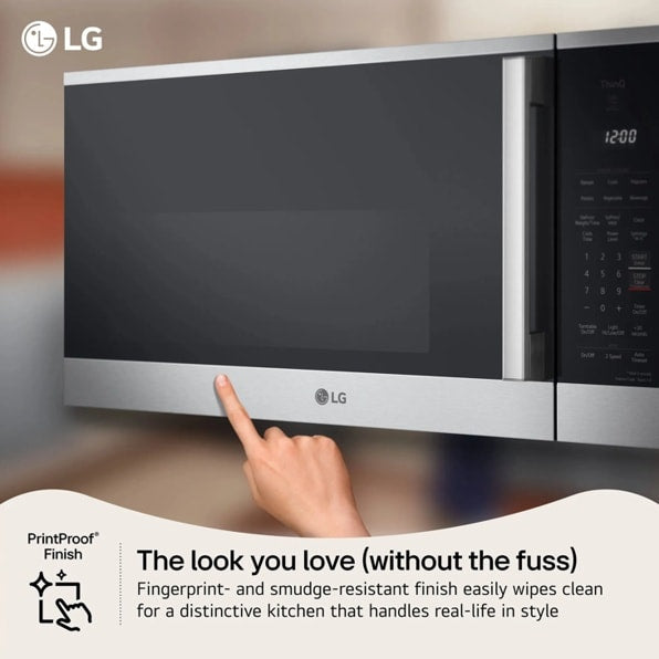 LG MVEM1825Z 30 in. 1.8 cu. ft. 1000W Smart Over-the-Range Microwave with 300 CFM & Sensor Cooking - PrintProof Black Stainless Steel