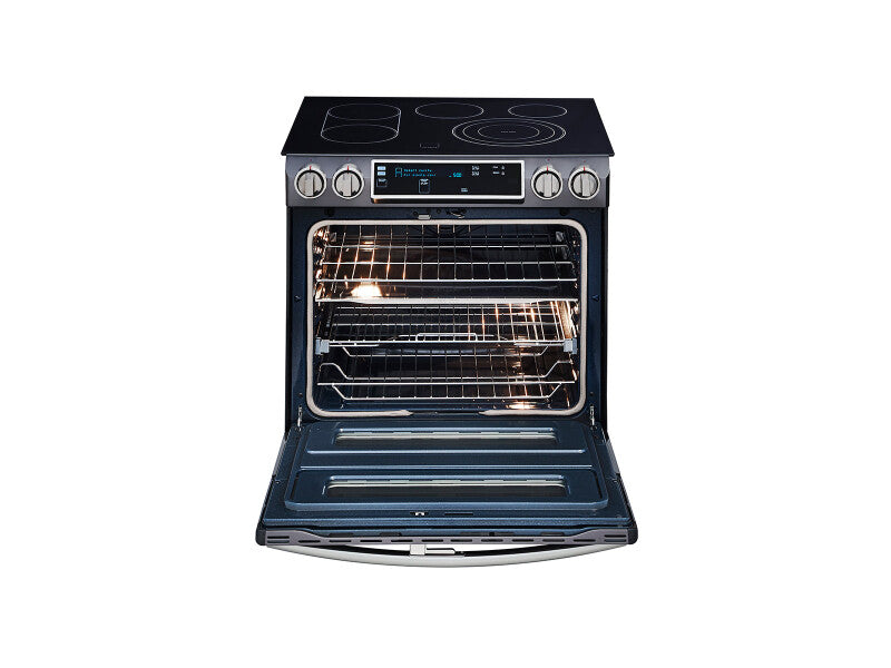 5.8 cu. ft. Slide-In Electric Range with Flex Duo(TM) & Dual Door in Black Stainless Steel - (NE58K9850WG) - SAMSUNG