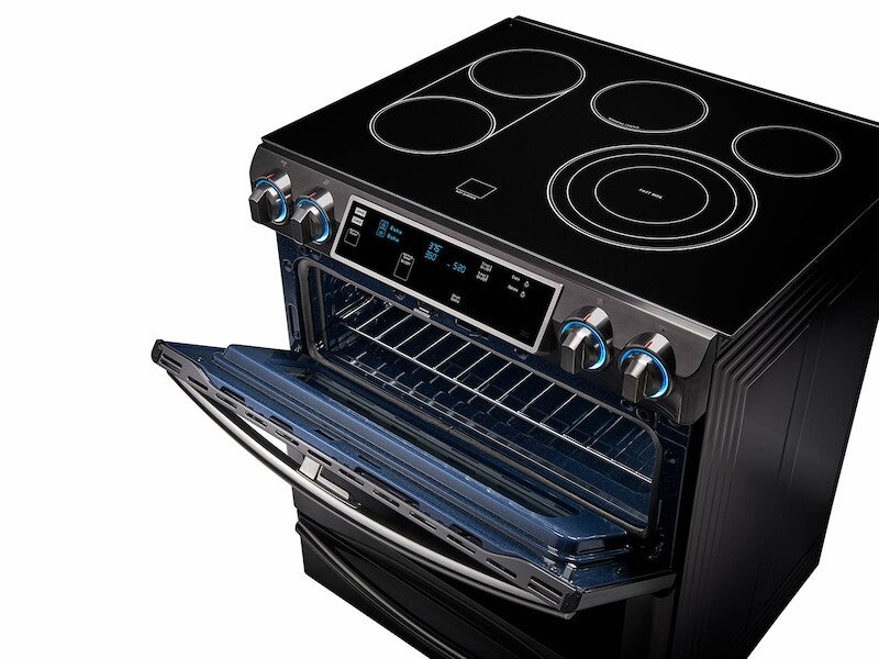 5.8 cu. ft. Slide-In Electric Range with Flex Duo(TM) & Dual Door in Black Stainless Steel - (NE58K9850WG) - SAMSUNG